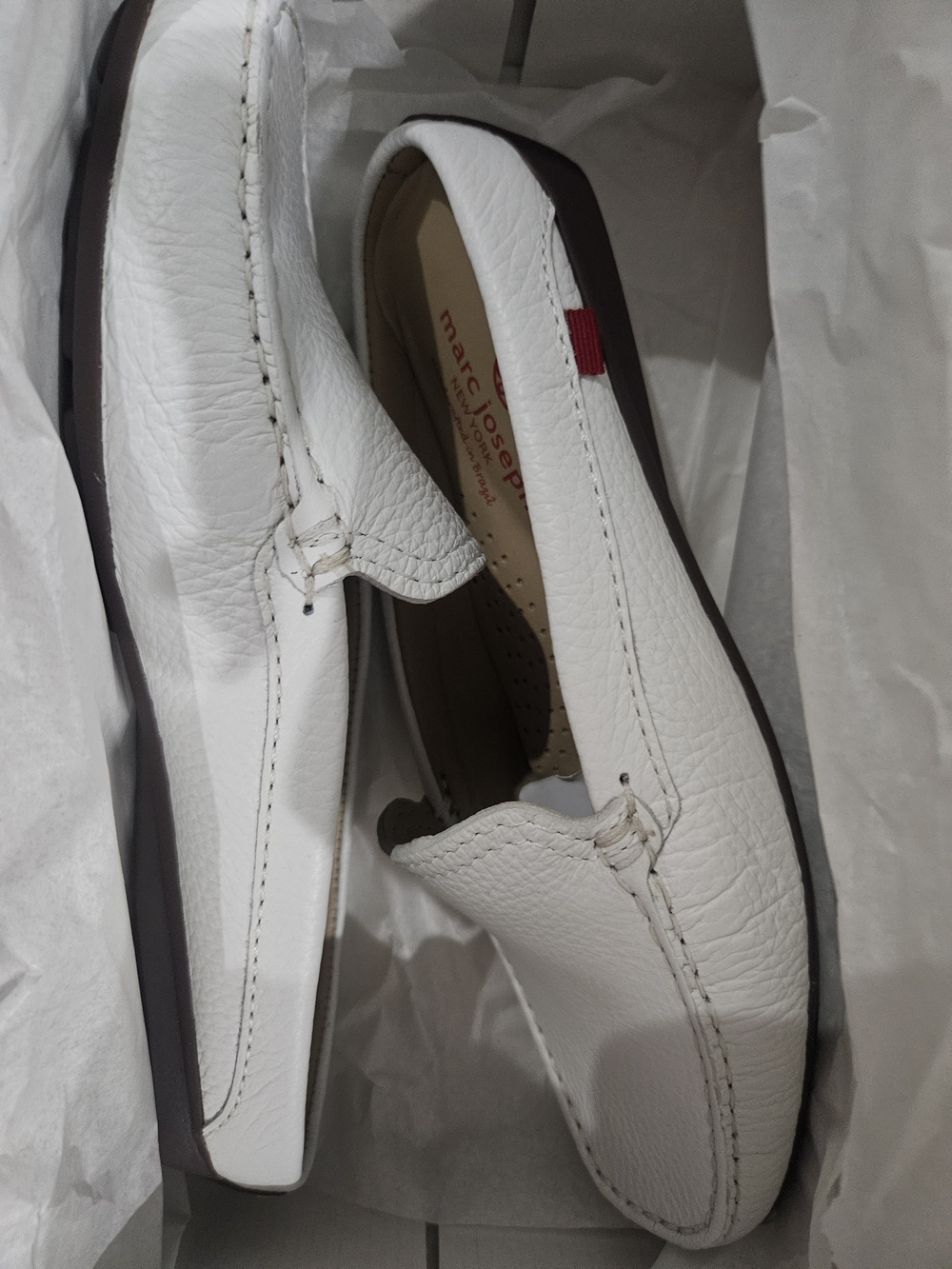 Marc Joseph White Leather Slip-On Driving Loafer - Picture 3 of 5